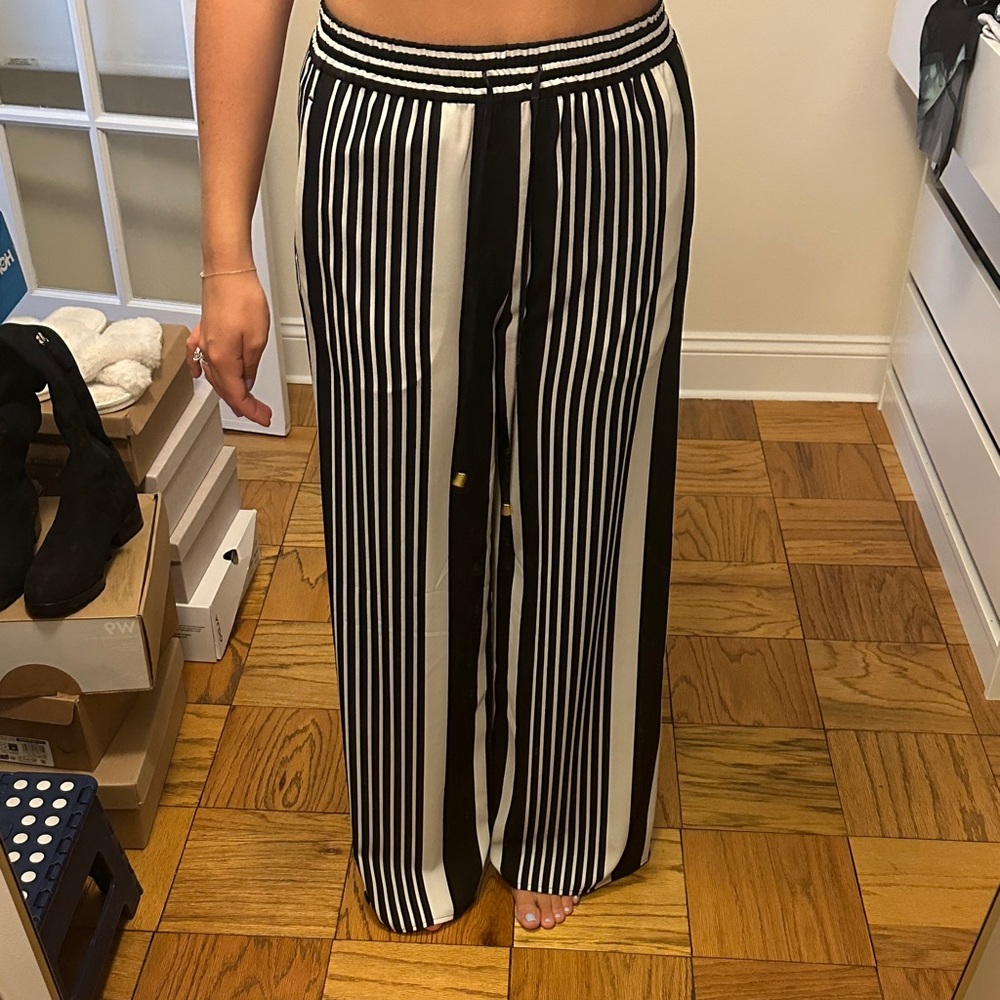 Black and White Striped Women's Pants